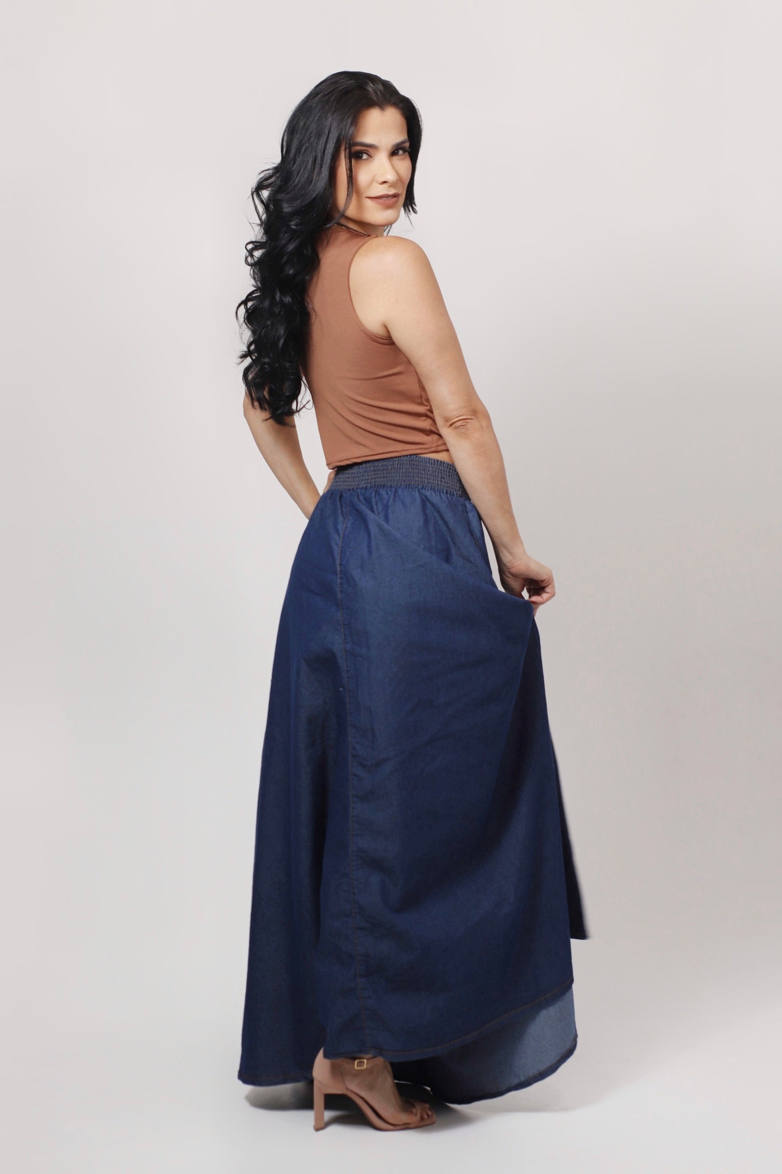 Saia Jeans Longa