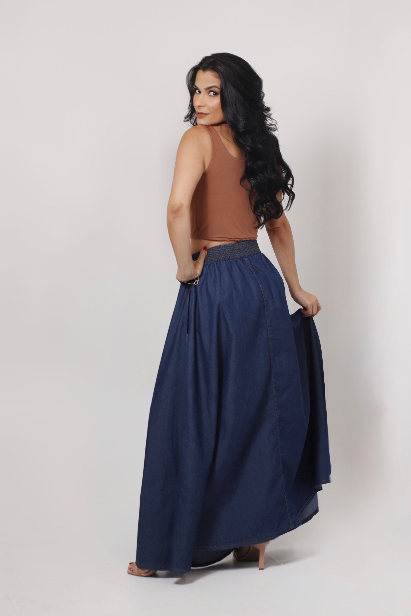 Saia Jeans Longa